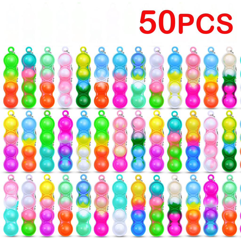 10/30/50Pcs Mini Keychain Pop Push Bubbles Fidget Toys Stress Relief Sensory Toys Children Classroom Prizes Gifts New