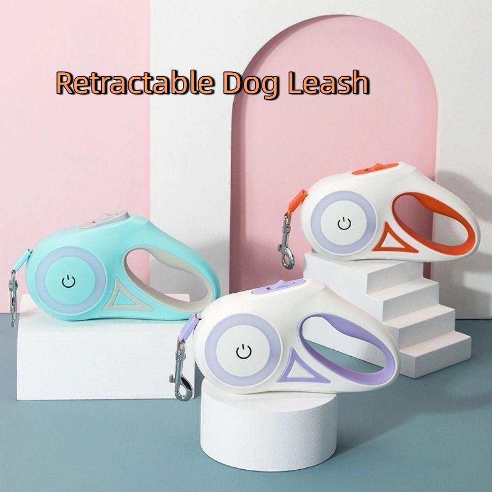 Nylon Retractable Dog Leash Non-Slip Handle Comfortable Grip LED Luminous Dog Leash Anti-Escape 3 Meters Pet Walking Leads