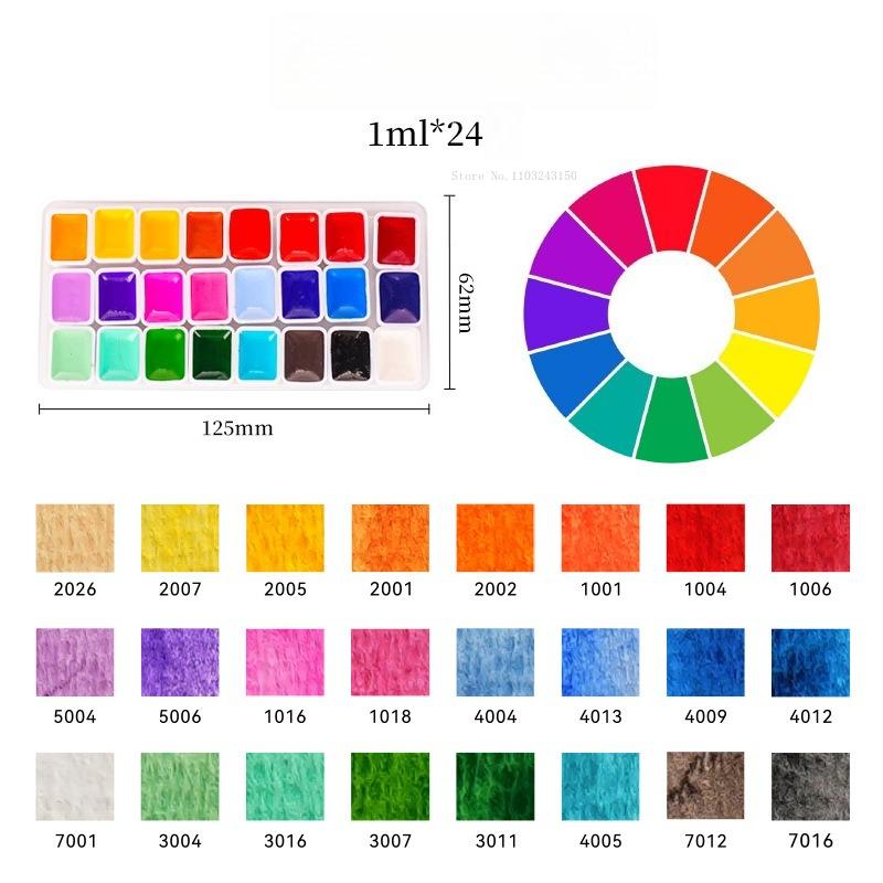 24-Color 1ml Master-level Color Solid Watercolor Pigment Art Supplies Outdoor Sketching Hand-drawn Creation Portable Water Color 24 color -set