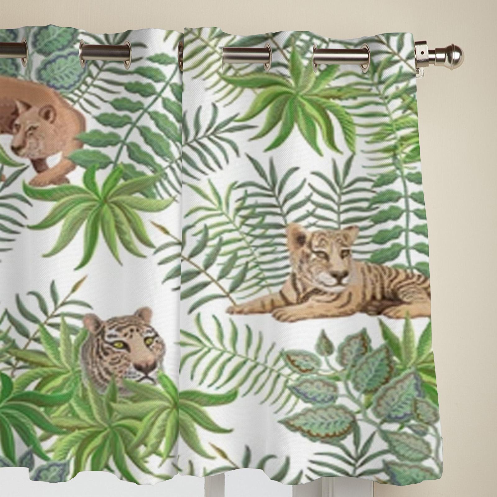 Занавеска на окно с изображением животных льва и тигра для детской комнаты — фото 3