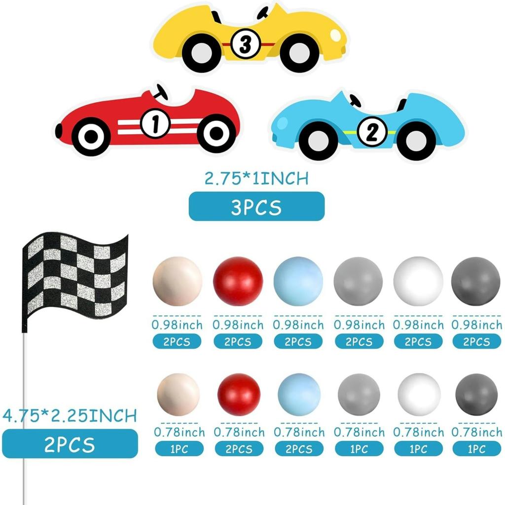 Racing Cake Toppers Race Car Birthday Cake Decorations for Racing Car Checkered Flag Birthday Anniversary Party Decorations