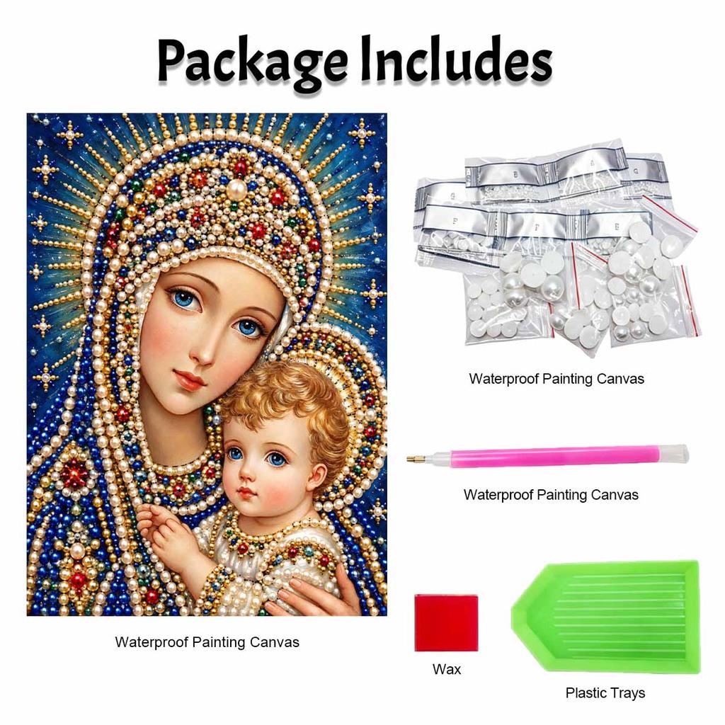 DIY 3D Pearl Diamond Painting Art Set Virgin Mary and Family Home Decor Art Set Wall Art