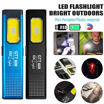 Pocket Keychain Flashlight USB-C Rechargeable Torch W/ Main Beam & COB Side Light Tail Magnet Torch for Outdoor EDC & Emergency