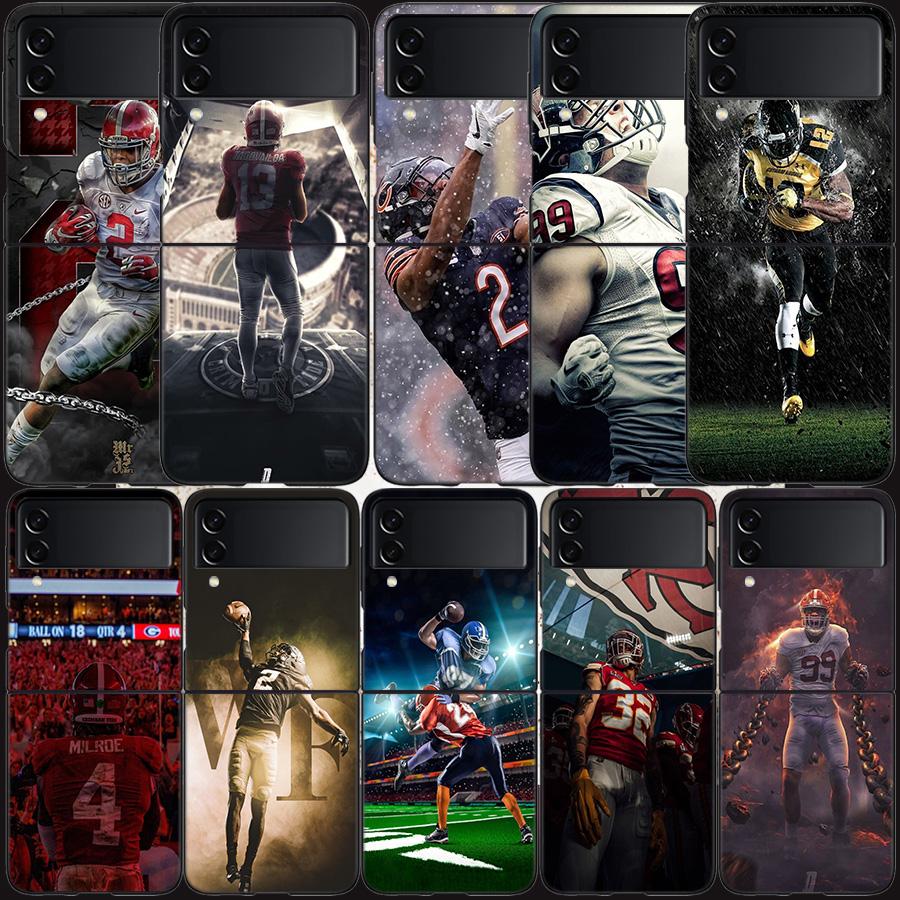 Ultimate Strength Aesthetics Rugby Phone Case For Samsung Z Flip 7 6 5G Galaxy Z Flip 5 4 3 Black Hard Cell Cover Luxury PC She