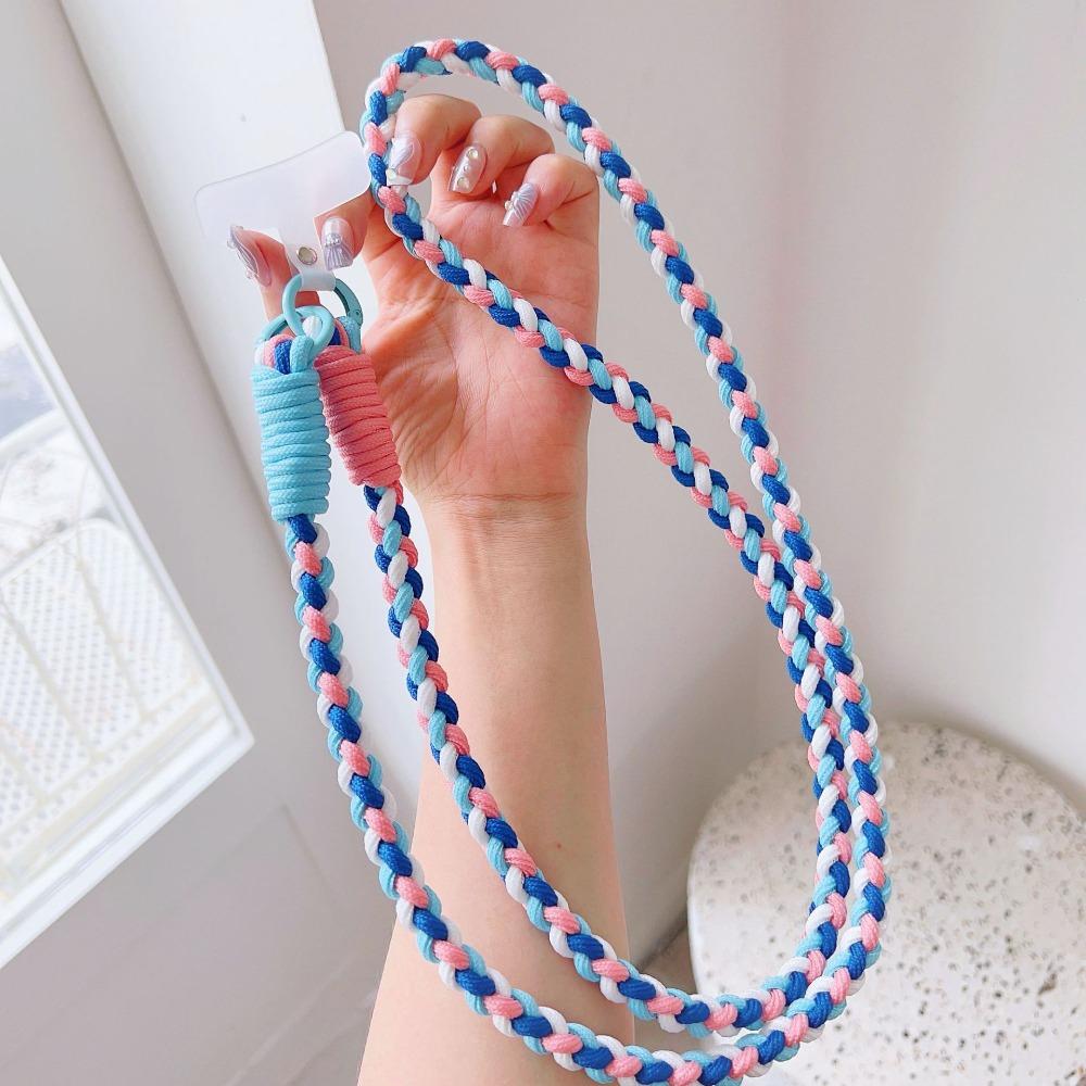 Colorful Lanyard Woven Rope Girls' Crossbody Shoulder Strap Anti-loss Sturdy Lanyard Keychain Four-strand Mobile Phone Lanyard
