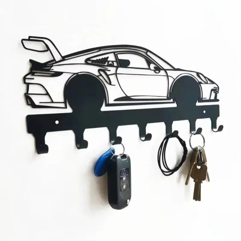 Functional Black Automotive Key Hooks Wall Mounting Easy Installation Car Key Holder Metal Metal Car Key Hooks Home Organization