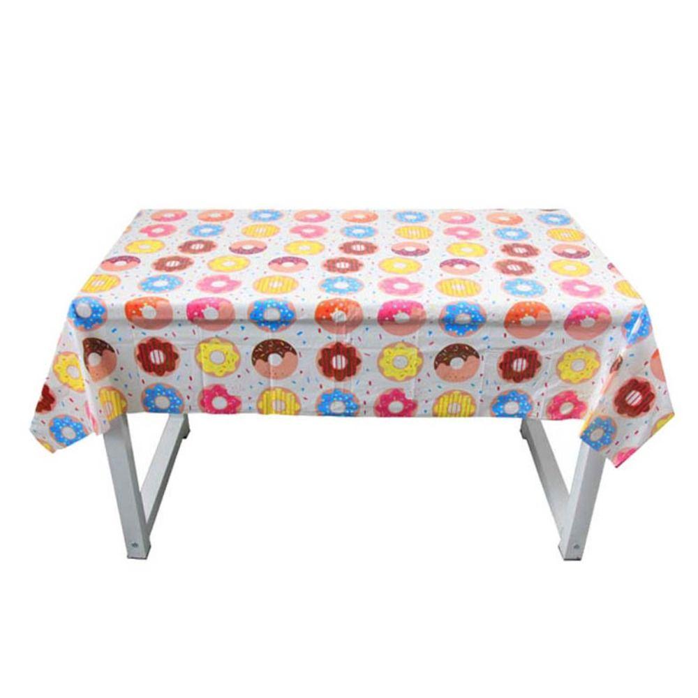 Disposable Donut Table Cover Rectangular Donut Tablecloth Birthday Party   Picnic