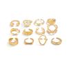Ingemark 12Pcs/Set Creative Water Drop Wave Open Rings Women Trend 2026 Vintage Geometric Adjustable Finger Ring Daily Jewelry