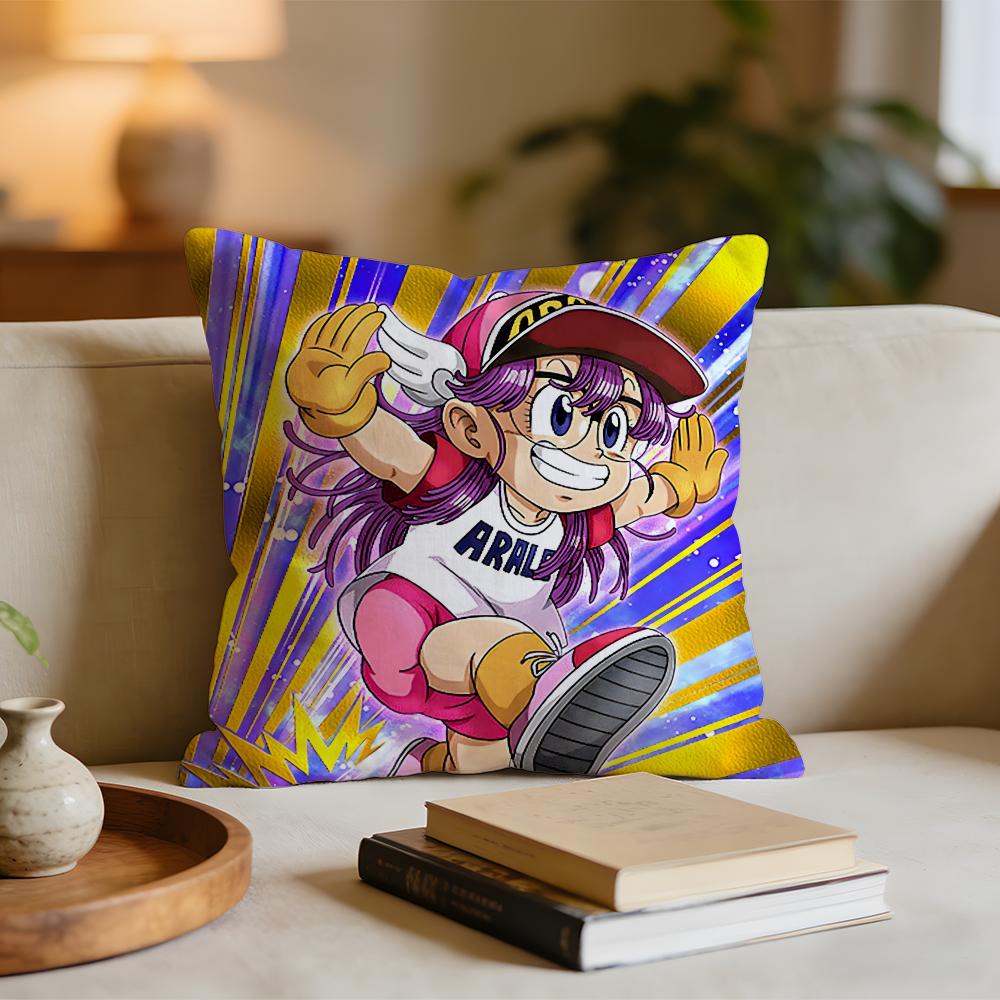 Cartoon Dr SSlump Arale Cushion Cover Short Plush Pillowcase for Bed Sofa Carwashable