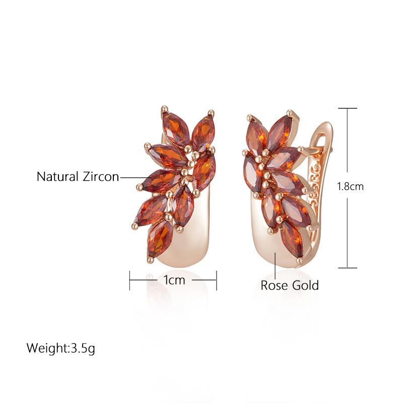 Kinel Rot Zirkon Ohrringe Für Frauen Rose Gold Farbe Edlen Schmuck Braut Hochzeit Ohrringe Geschenk