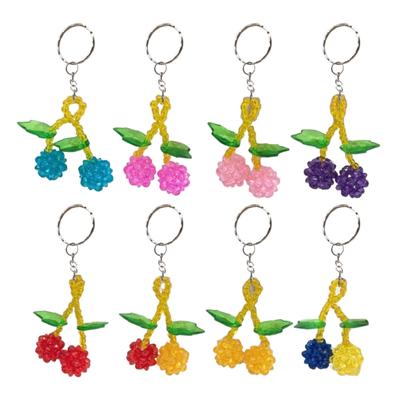 Colorful Phone Lanyard Beaded Wrist Strap Cherry Phone Charm DIY Handmade Keychain Imitation Crystal Jewelry Accessory