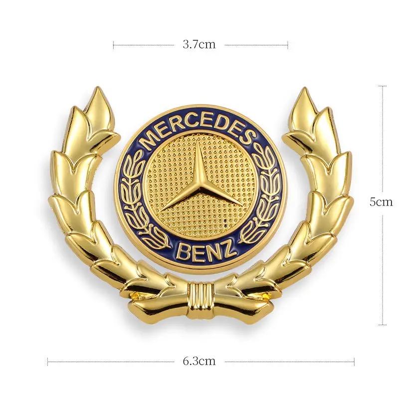 Emblem with Wings Star Bonnet Badge Gold Car Hood Front Chrome Logo Luxurious Plated for Mercedes Benz Hood with Wing