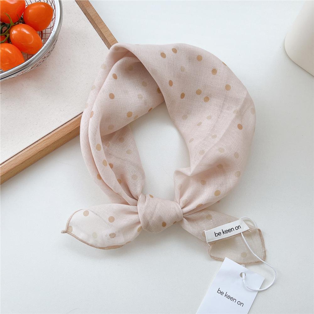 Koreanisches Trendiges Frühlings-Gepunktetes Seiden-Kopftuch - Quadratisches Mode-Tuch für Damen für Haare, Hals und Dekoration