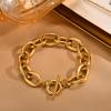 Elegant Big Thick Chain Link Bracelets for Women Gold Silver Color Personality Cross Chain Bracelet Female Wrist Jewelry Gifts
