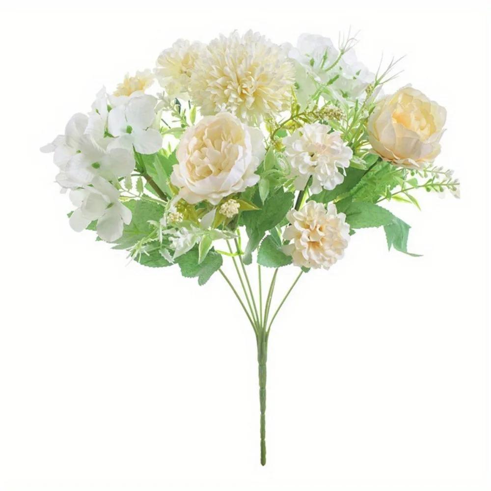 Multicolor Artificial Hydrangea Flowers Silk Petals DIY Simulation Peony Dandelion Bouquet Photo Props Accessories