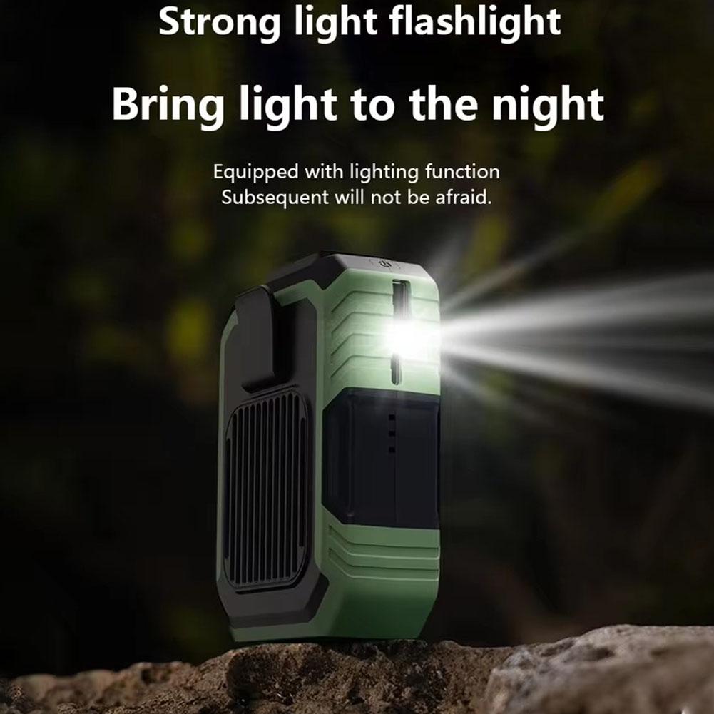 Outdoor Waist Mounted Fan Polymer Battery Anti Drop Shock Absorption USB Portable Power Bank with Bladeless Hanging Neck Fan