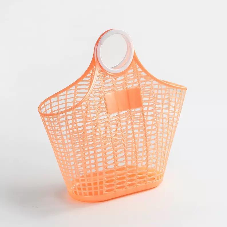 

Портативная корзина для покупок, корзина для продуктов, корзина для ванны, пластиковая корзина для хранения закусок, косметики, туалетных принадлежностей, ящик для хранения, переносная корзина Large Thick Orange