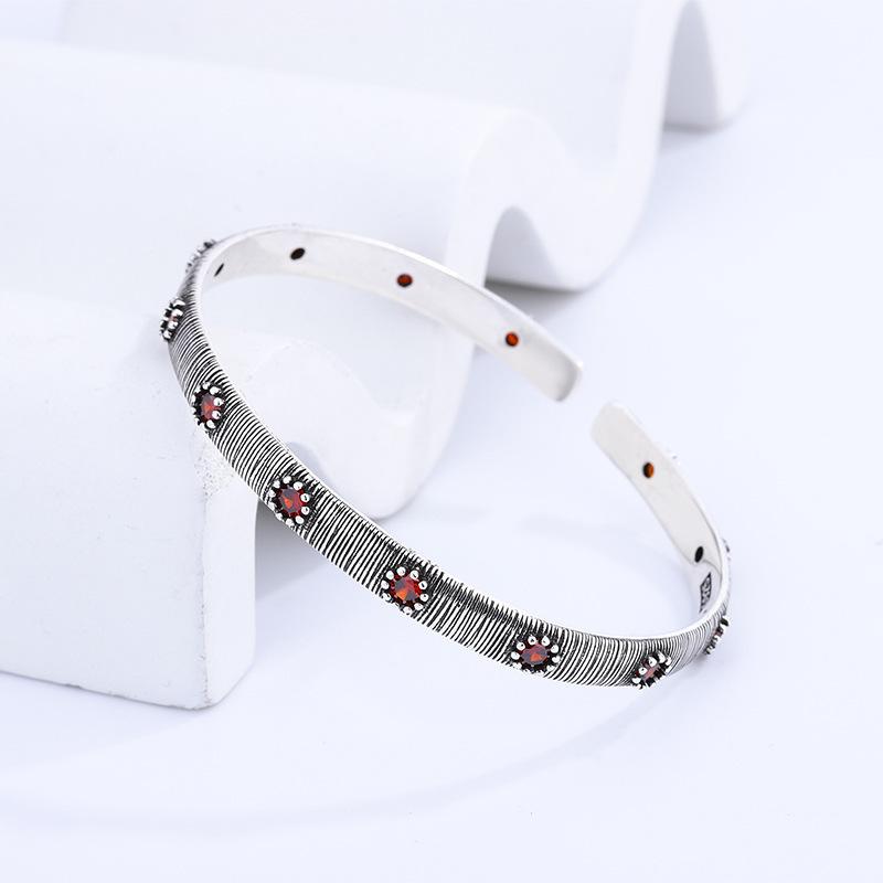 PANJBJ 925 Sterling Silver Feather Adjustable Couple Bangle Gothic Punk Design Women Jewelry Gift Lucky Bracelet Dropshipping