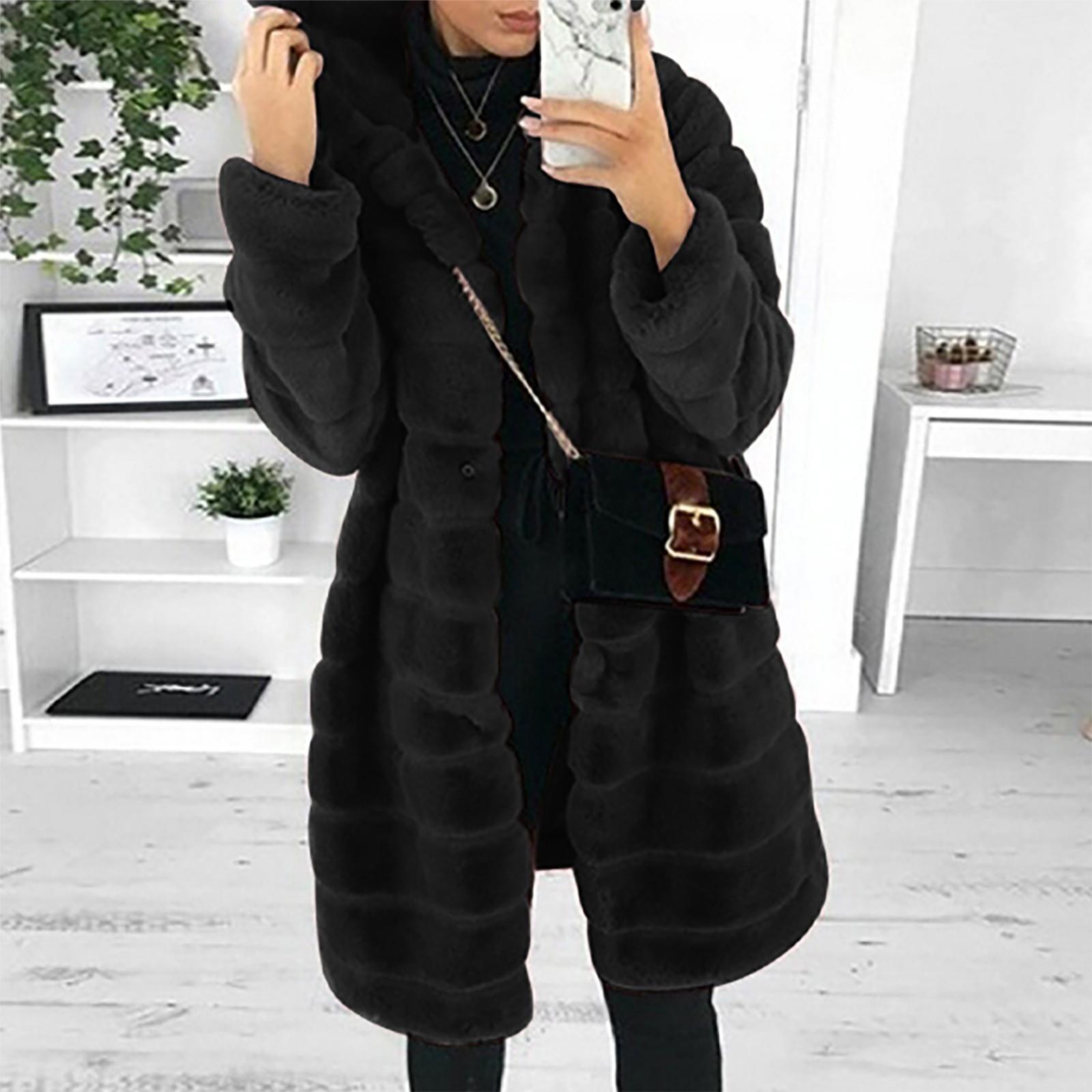 

Женская модная осенне-зимняя тонкая толстая шерстяная куртка средней длины S чёрный