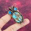 Pink Opal Copper Turquoise Pendant Blue Evil Eye Pendant Copper Wire Wrapped Owl Jewelry