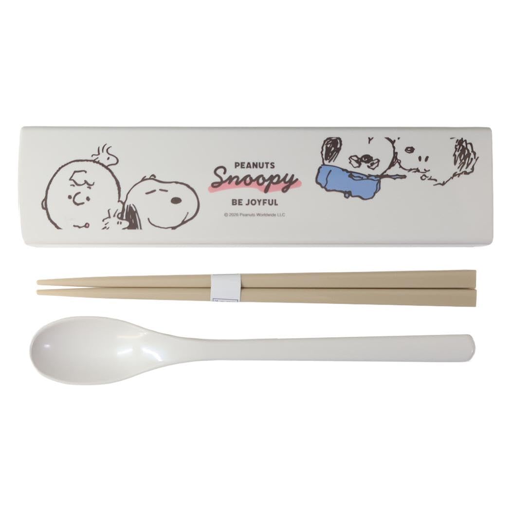Антибактериальные палочки для еды и ложка Snoopy, двойной стиль, Peanuts [Комбинированный набор] и Набор, Выдвижной /