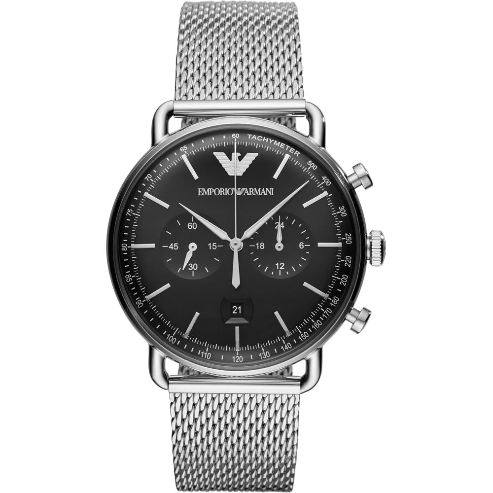 

Emporio Armani Aviator Black Dial Silver Stainless Steel Milanese Men s Quartz Chronograph AR11104 чёрный
