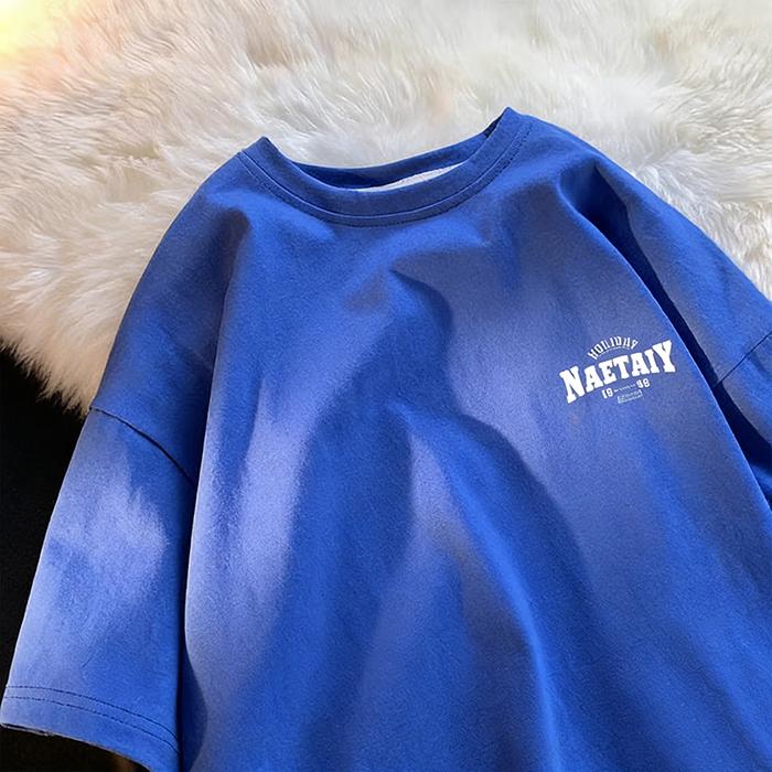 

Men Summer Casual Short Sleeve O Neck Loose Letter Printed Oversize Pullover Cotton T Shirt Top 3XL