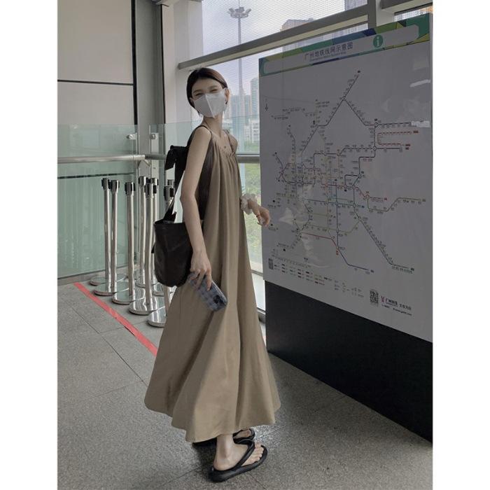 

Coffee Break French Suspender Dress Female Summer High Sense Mori Fairy Thai Seaside Holiday Beach Dress 2XL