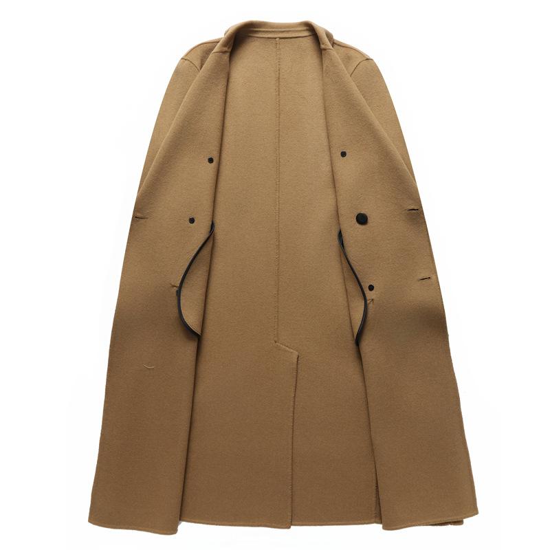 Autumn and Winter Men's Handmade Double-sided Woolen Coat Plus Long Knee Double-breasted Woolen Coat Coat