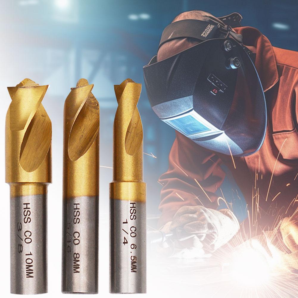3Pcs 6.5/8/10mm HSS CO Spot Weld Drill Bit Set Titanium Plating Sawtooth Point Countersink Bit Welding Cutting Accessory