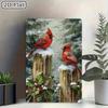 Vintage Metal Tin Sign, 12x8 Inch Cardinal Bird Winter Scene, Rustic Farmhouse Wall Decor for Christmas, Indoor Outdoor Holiday Gift