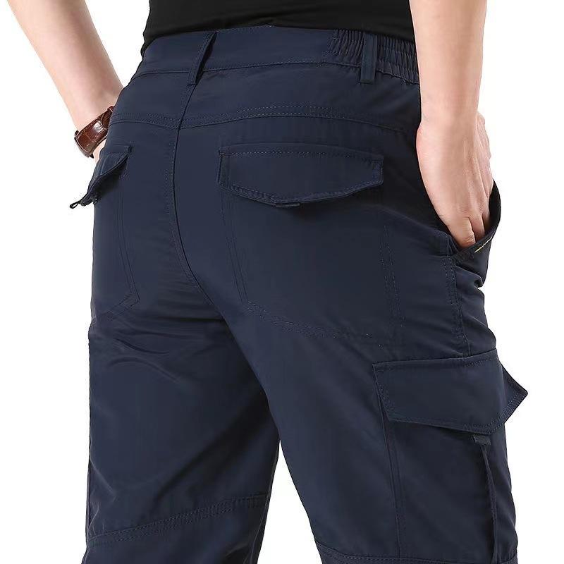 Summer Casual Lightweight Long Trousers Male Waterproof Quick Dry Cargo Camping Overalls Pants Breathable