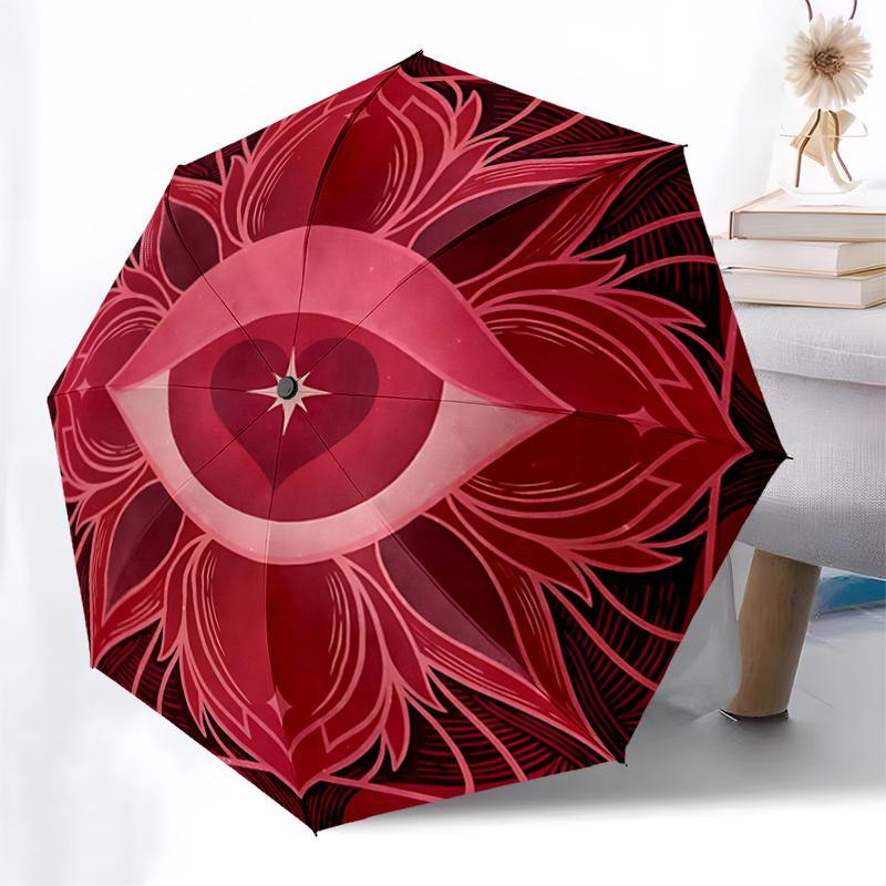 Eye of Heart Mandala Automatic Opening Rain Umbrella - Portable Folding Design, Outdoor Umbrella for Fans, Travelers & Daily Use, Perfect Gi