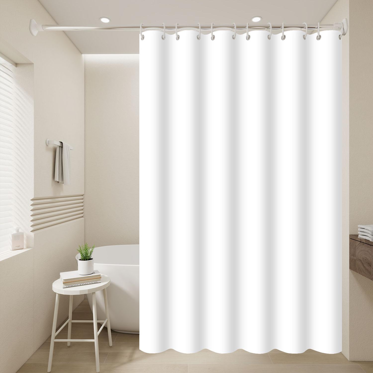 

1Pc Minimalist Pure White Shower Curtains, Basic Soild-Color Waterproof Bathroom Accessories W60H190(CM)-1 Pcs