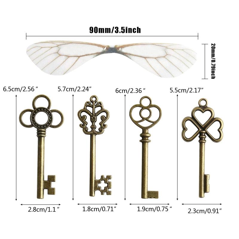 Flying Keys DIY Handmade Accessories with Dragonfly Wing Charms Vintage Bronze Skeleton for Key Party Wedding Favor Supp