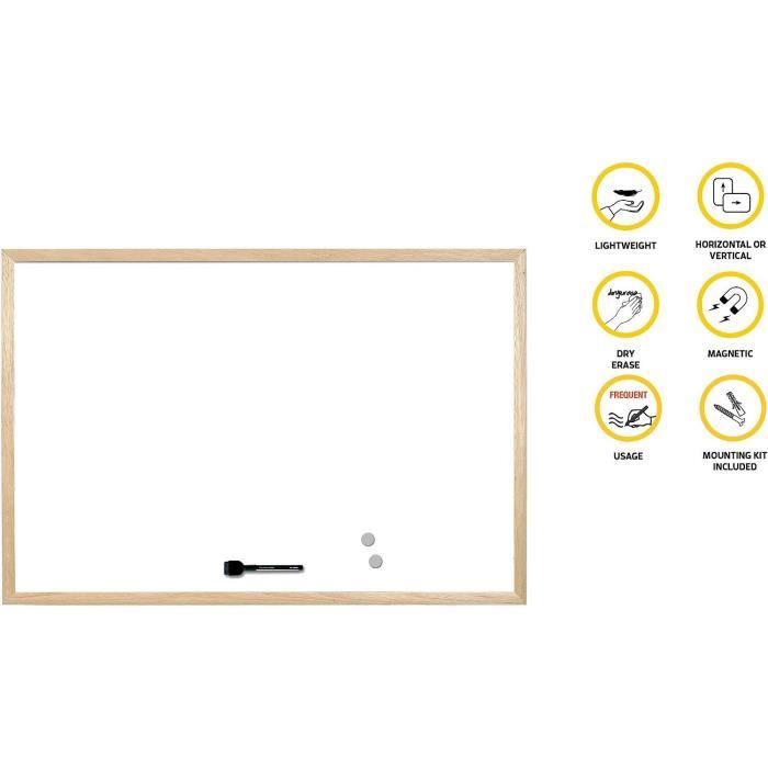 Tableau Blanc Magnétique 60 X 40 Cm Avec 1 Marqueur Et 2 Aimants