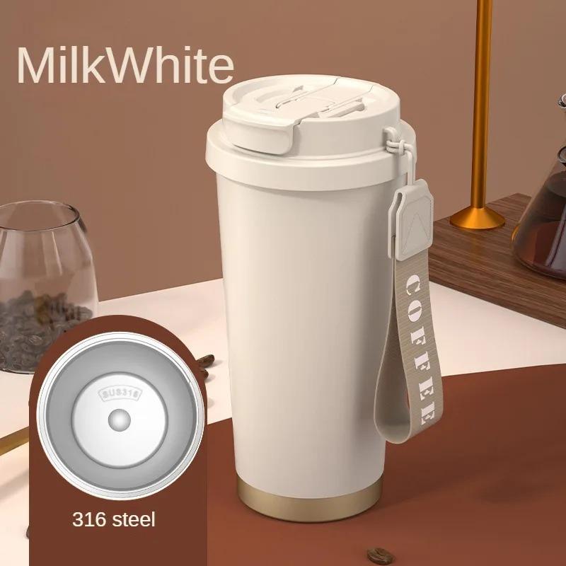 

530 мл термос из нержавеющей стали кофейная чашка с двойными стенками из нержавеющей стали 316 с вакуумной изоляцией и соломинкой для кофейного стакана в подарок 530ml белый