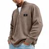 Men's Retro Corduroy Long Sleeve Shirt with Zip-Up Stand Collar Casual Top