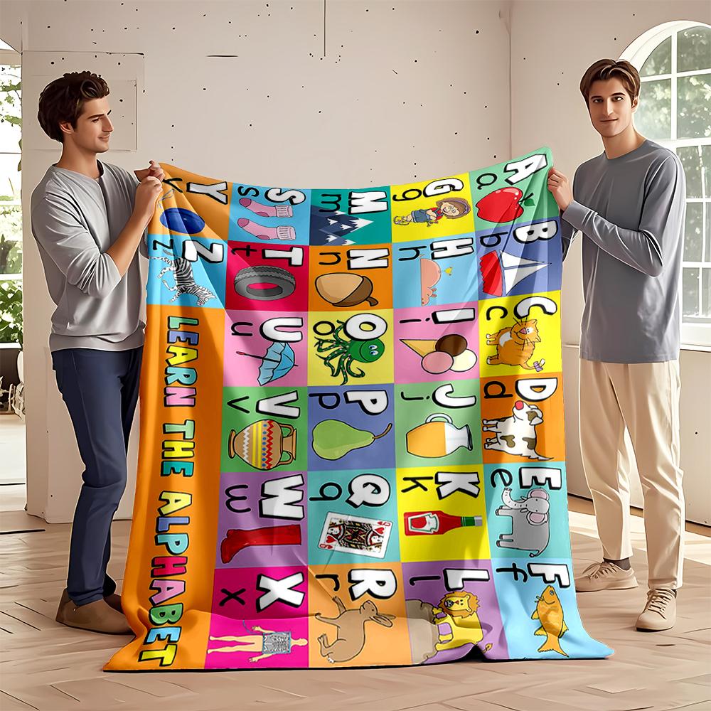 Alphabet Learning Chart Design Blanket Flannel blanket for bedroom, living room, sofa, and nap sofas.