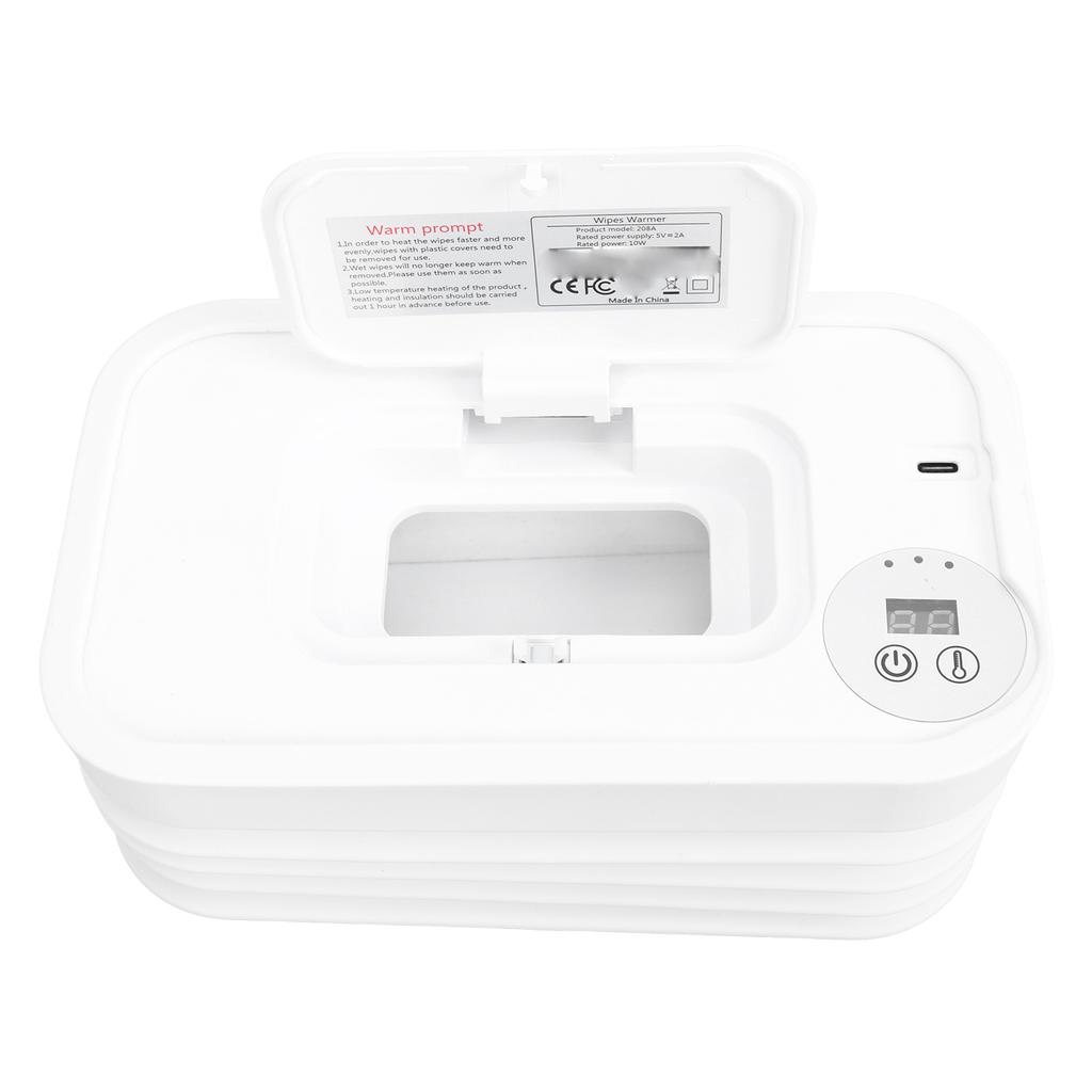 Wet Wipes Warmer 3 Temperature Settings Digital Display Foldable Portable USB Wipe Heater and Dispenser
