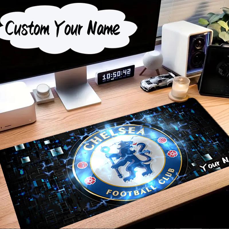 Custom Name Mouse Pad Blue Chelsea Football Club Logo Mouse Pad Desk Mat, Non-Slip Rubber Backer Pad For Computer Notebook Gaming Mouse Pad Gift
