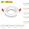 50/100PCS 75MM Cut Out Size Round Recessed Rotate Plastic MR16 GU5.3 GU10 Adjustable Spotlight Fixture Downlight Frame White