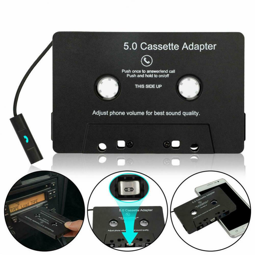 Bluetooth 5.0 Cassette Adapter  LED Indicator Bluetooth-compatible Black Built-in Microphone Car Tape Audio Cassette  Player
