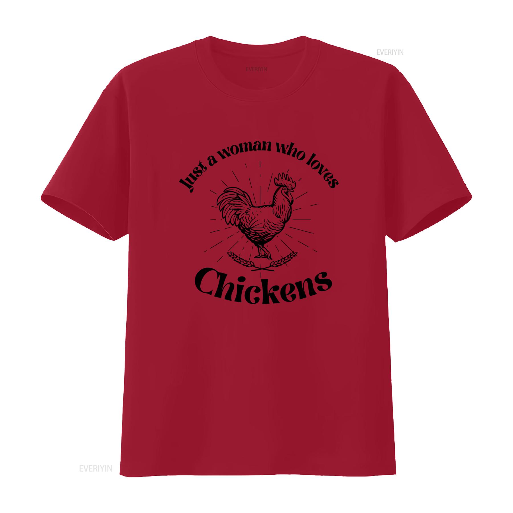 

Just A Woman Who Loves Chickens T Shirt Chicken Lover Girl Animal Kids vintage Washed Casual Stylish Soft Versatile S