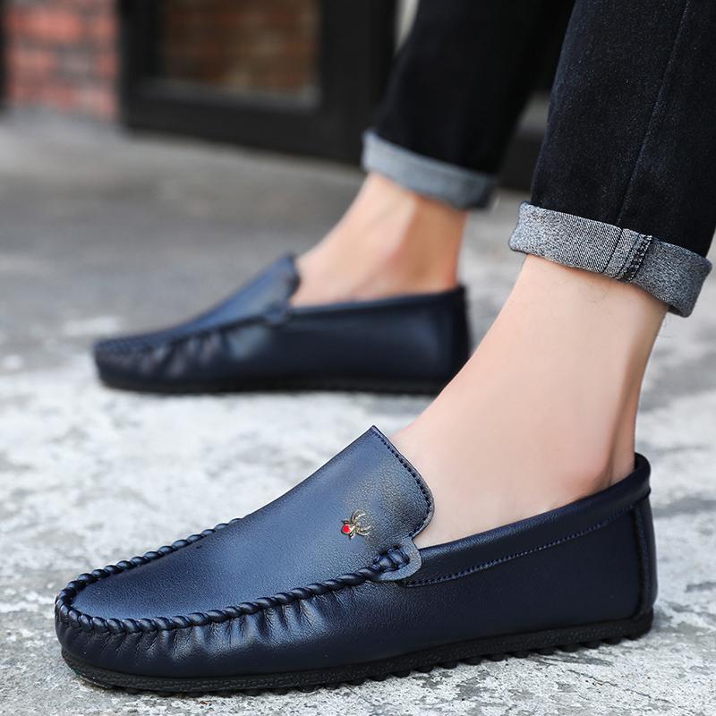 

Известный дизайнерский бренд Мужские лоферы Высококачественная кожа Повседневная обувь На плоской подошве Удобная мужская деловая обувь Модный синий 46 синий