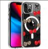 Bowknot Leopard Print Magnetic Peach Phone Case for iPhone 15/16/17 Pro Max - Full Coverage Transparent Design