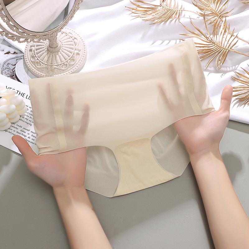 

Женские бесшовные трусики 10D из ультратонкого ледяного шелка: Прохладный, шелковистый, антибактериальный шелк тутового шелкопряда с ощущением обнаженности Large телесный