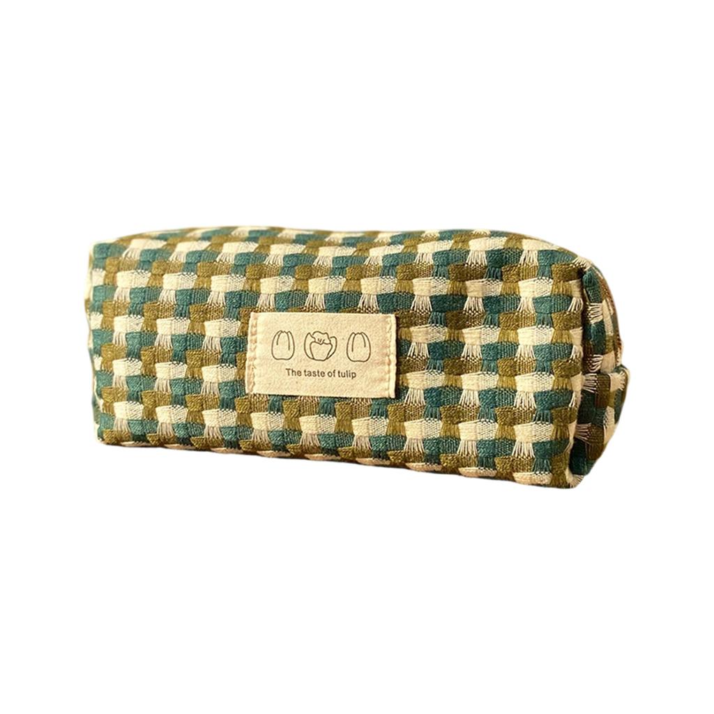 Colorful Pencil Pouches Large Capacity Woven Fabric Pencil Case Portable Makeup Storage Bag for School Office Travel Use
