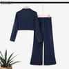 ZANZEA Women Long Sleeve Cardigan Blouse and Long Pants Casual Two Piece Suit Sets