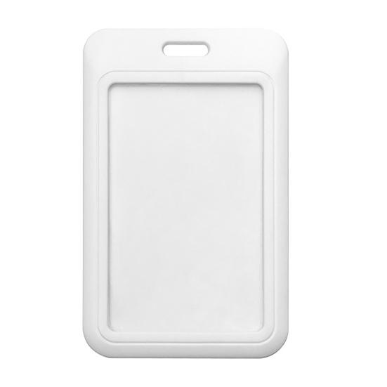 Sliding Badge Holder Vertical Hard Plastic Case Clear Card Protector Pouch for Office School ID Credit